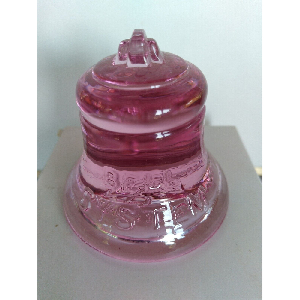 Bell System Small Pale Pink Glass Bell Paperweight Fenton
